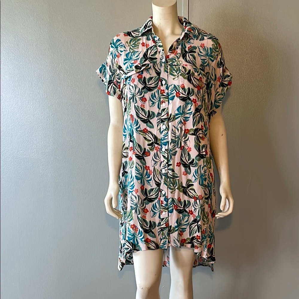 NEW, Lost +wander, leaf Pattern Shirt Dress.